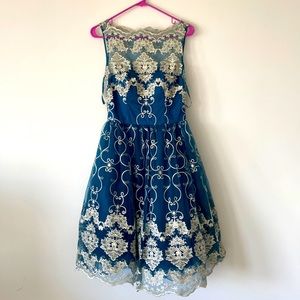 Blue and white chi chi London dress  size 4- never worn
